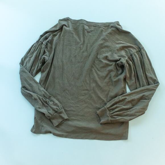 Nation LTD Green Long Sleeve Basic Tee Size Medium Natural 100% Pima Cotton - Picture 6 of 6